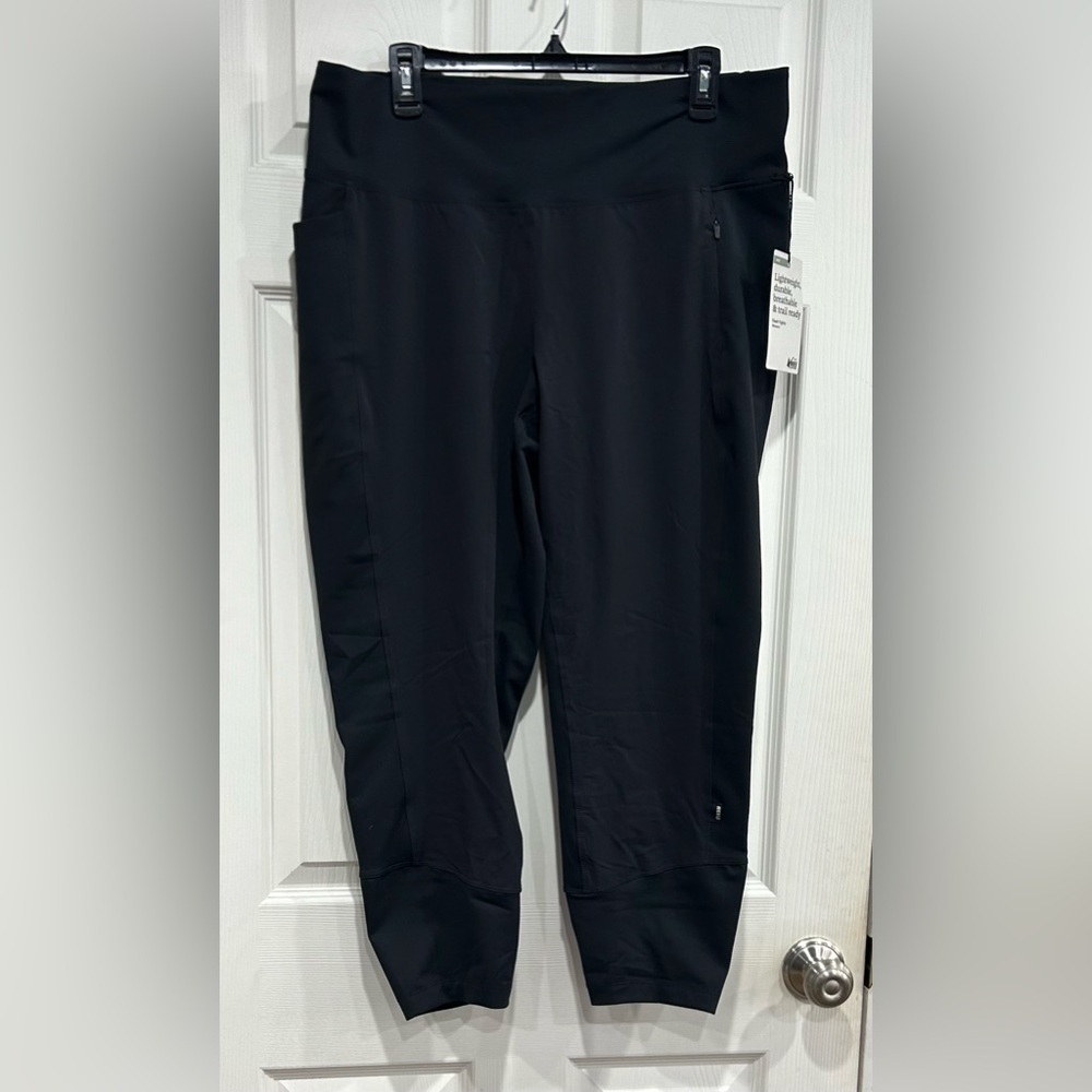 REI Women’s 1X Flash Hybrid Tights Leggings Plus Size Black NWT Zip Hiking